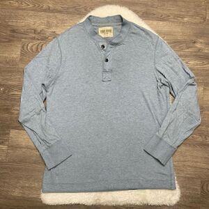 Eddie Bauer Blue Long Sleeve Henley Shirt Mens Size Medium Stretch Button